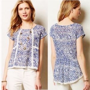 MEADOW RUE | Anthro Blue Crochet Knit Hi Lo Tunic